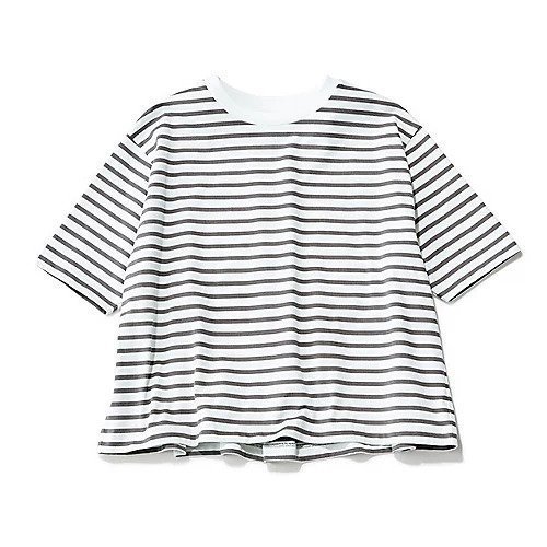 【トゥエルブクローゼット/12closet】の【洗える】後ろタックフレアT インテリア・キッズ・メンズ・レディースファッション・服の通販 founy(ファニー) 　ファッション　Fashion　レディースファッション　Fashion for Women　フレア　Flare, Flared　ボーダー　Border, Stripe　人気　Popular, Best Seller　洗える　Machine Washable　ライトグレー×ホワイト|ID: prp329100003274459 ipo3291000000035833122