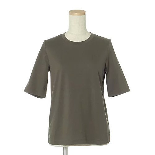 【イーバイエクラ/E by eclat】の大人五分袖Tシャツ インテリア・キッズ・メンズ・レディースファッション・服の通販 founy(ファニー) 　ファッション　Fashion　レディースファッション　Fashion for Women　トップス・カットソー　Cut & Sew Tops　シャツ・ブラウス・オフィスカジュアル　Elegant Blouses & Button-Ups　ロングTシャツ・Tシャツ　Longline T-Shirts & Tees　シルク　Silk, 100% Silk　今季　This Season, Current Season　洗える　Machine Washable　ブラウン|ID: prp329100003301285 ipo3291000000035310932