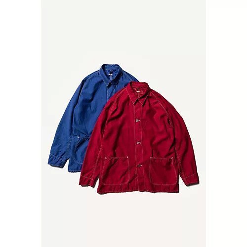 【アプレッセ/A.PRESSE / MEN】のOver Dyeing Coverall Jacket インテリア・キッズ・メンズ・レディースファッション・服の通販 founy(ファニー) 　ファッション　Fashion　メンズファッション　Men's Style Online　ヴィンテージ　Vintage　スリーブ　Sleeve　ツイル　Twill　ポケット　Pocket　モチーフ　Motif　リラックス　Relax　RED|ID: prp329100003318827 ipo3291000000029583268