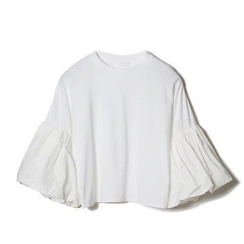 【エクラ/eclat】のボリュームスリーブプルオーバー インテリア・キッズ・メンズ・レディースファッション・服の通販 founy(ファニー) https://founy.com/ ファッション Fashion レディースファッション Fashion for Women トップス・カットソー Cut & Sew Tops カジュアルプルオーバー・ニットトップス Pullovers & Knit Tops / Casual Pullovers ボリューム袖・フリルスリーブブラウス Voluminous & Ruffle Sleeves / Puffy Sleeve Tops なめらか Smooth, Silky Texture タフタ Taffeta, Structured Fabric ダブル Double, Double-Breasted ドッキング Docking, Mixed Material 別注 Limited Edition, Custom Order 洗える Machine Washable |ID: prp329100003325647 ipo3291000000035290876