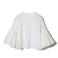 【エクラ/eclat】のボリュームスリーブプルオーバー 人気、トレンドファッション・服の通販 founy(ファニー) ファッション Fashion レディースファッション Fashion for Women トップス・カットソー Cut & Sew Tops カジュアルプルオーバー・ニットトップス Pullovers & Knit Tops / Casual Pullovers ボリューム袖・フリルスリーブブラウス Voluminous & Ruffle Sleeves / Puffy Sleeve Tops なめらか Smooth, Silky Texture タフタ Taffeta, Structured Fabric ダブル Double, Double-Breasted ドッキング Docking, Mixed Material 別注 Limited Edition, Custom Order 洗える Machine Washable |ID:prp329100003325647