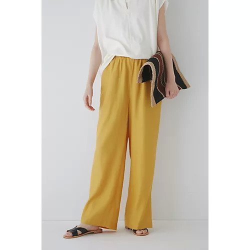 【ヒューマンウーマン/HUMAN WOMAN】のドロストリラックスパンツ インテリア・キッズ・メンズ・レディースファッション・服の通販 founy(ファニー) https://founy.com/ ファッション Fashion レディースファッション WOMEN パンツ Pants おすすめ Recommend イエロー Yellow キュプラ Cupra スタンダード Standard ストレート Straight スリット Slit タンブラー Tumbler ツイル Twill リラックス Relax 夏 Summer |ID: prp329100003329985 ipo3291000000030966675