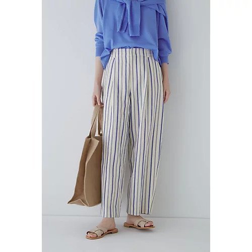 【ヒューマンウーマン/HUMAN WOMAN】の綿麻ストライプパンツ 人気、トレンドファッション・服の通販 founy(ファニー) 　ファッション　Fashion　レディースファッション　WOMEN　パンツ　Pants　おすすめ　Recommend　オックス　Ox　スタンダード　Standard　ストライプ　Stripe　セットアップ　Set Up　パープル　Purple　リゾート　Resort　レース　Race　 other-1|ID: prp329100003329988 ipo3291000000030966690