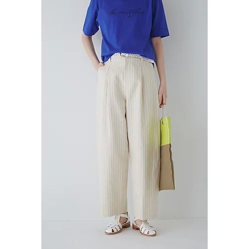 【ヒューマンウーマン/HUMAN WOMAN】の綿麻ストライプパンツ 人気、トレンドファッション・服の通販 founy(ファニー) 　ファッション　Fashion　レディースファッション　Fashion for Women　パンツ　Pants & Trousers　おすすめ　Recommended / Our Picks　オックス　Oxford Fabric　スタンダード　Standard, Basic　ストライプ　Stripe, Striped Pattern　セットアップ　Set-Up, Coordinated Outfit　パープル　Purple, Violet　リゾート　Resort, Vacation Style　レース　Lace, Lace Fabric　 other-1|ID: prp329100003329988 ipo3291000000032363828