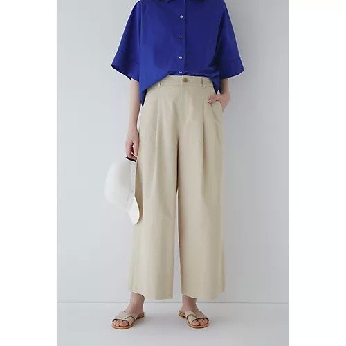 【ヒューマンウーマン/HUMAN WOMAN】のウエストドロストワイドパンツ インテリア・キッズ・メンズ・レディースファッション・服の通販 founy(ファニー) 　ファッション　Fashion　レディースファッション　WOMEN　パンツ　Pants　おすすめ　Recommend　クロップド　Cropped　スタンダード　Standard　ツイル　Twill　リラックス　Relax　ワイド　Wide　夏　Summer　ベージュ|ID: prp329100003351480 ipo3291000000030966710