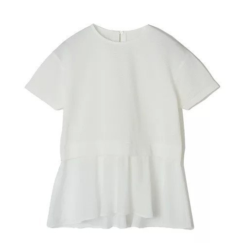 【イーバイエクラ/E by eclat】の異素材切替ブラウス インテリア・キッズ・メンズ・レディースファッション・服の通販 founy(ファニー) 　ファッション　Fashion　レディースファッション　Fashion for Women　トップス・カットソー　Cut & Sew Tops　シャツ・ブラウス・オフィスカジュアル　Elegant Blouses & Button-Ups　コンビ　Combo, Combination Style　ストレッチ　Stretch, Stretchy Fabric　ベーシック　Basic, Essential　ペプラム　Peplum, Flared Hem　切替　Switching, Contrast Panel　吸水　Absorbent, Quick-Dry　洗える　Machine Washable　ホワイト|ID: prp329100003391003 ipo3291000000034953342