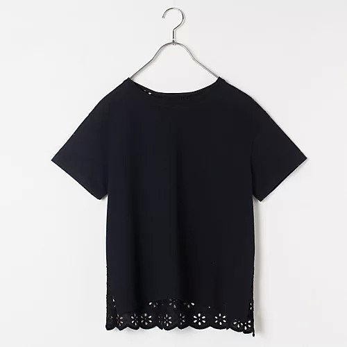 【トゥエルブクローゼット/12closet】の【洗える】バックレース切替Tシャツ インテリア・キッズ・メンズ・レディースファッション・服の通販 founy(ファニー) 　ファッション　Fashion　レディースファッション　WOMEN　トップス・カットソー　Tops/Tshirt　シャツ/ブラウス　Shirts/Blouses　ロング / Tシャツ　T-Shirts　なめらか　Smooth　スカラップ　Scalloped　リラックス　Relax　レース　Race　切替　Switching　夏　Summer　洗える　Washable　ブラック(フラワー)|ID: prp329100003400227 ipo3291000000026169055