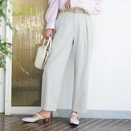 【トゥエルブクローゼット/12closet】の【洗える】【接触冷感】【ストレッチ】【シワになりにくい】【透けにくい】ストレッチ&シワになりにくいドライ素材のタックパンツ 人気、トレンドファッション・服の通販 founy(ファニー) 　ファッション　Fashion　レディースファッション　WOMEN　パンツ　Pants　オックス　Ox　洗える　Washable　カモフラージュ　Camouflage　今季　This Season　ストレッチ　Stretch　ストレート　Straight　ワイド　Wide　日本製　Made In Japan　夏　Summer　other-2|ID: prp329100003419971 ipo3291000000031902747
