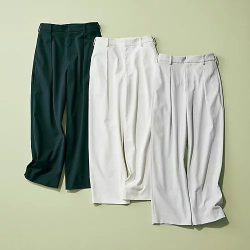 【トゥエルブクローゼット/12closet】の【洗える】【接触冷感】【ストレッチ】【シワになりにくい】【透けにくい】ストレッチ&シワになりにくいドライ素材のタックパンツ 人気、トレンドファッション・服の通販 founy(ファニー) 　ファッション　Fashion　レディースファッション　WOMEN　パンツ　Pants　オックス　Ox　洗える　Washable　カモフラージュ　Camouflage　今季　This Season　ストレッチ　Stretch　ストレート　Straight　ワイド　Wide　日本製　Made In Japan　夏　Summer　other-3|ID: prp329100003419971 ipo3291000000031902749