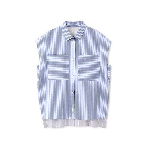 【ヒューマンウーマン/HUMAN WOMAN】のバイカラーストライプブラウス 人気、トレンドファッション・服の通販 founy(ファニー) 　ファッション　Fashion　レディースファッション　Fashion for Women　トップス・カットソー　Cut & Sew Tops　シャツ・ブラウス・オフィスカジュアル　Elegant Blouses & Button-Ups　おすすめ　Recommended / Our Picks　シンプル　Simple, Minimal　スタンダード　Standard, Basic　ストライプ　Stripe, Striped Pattern　ノースリーブ　Sleeveless, No-Sleeve　パターン　Pattern, Design Print　ポケット　Pocket, Pocket Detail　ミックス　Mix, Mixed Style　ワイド　Wide, Wide Fit　夏　Summer　other-2|ID: prp329100003457522 ipo3291000000031303970