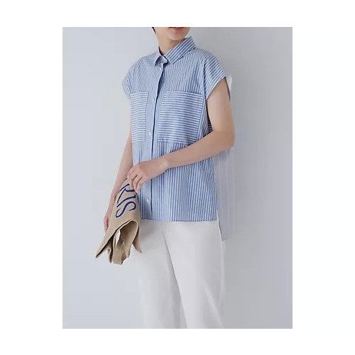 【ヒューマンウーマン/HUMAN WOMAN】のバイカラーストライプブラウス インテリア・キッズ・メンズ・レディースファッション・服の通販 founy(ファニー) https://founy.com/ ファッション Fashion レディースファッション Fashion for Women トップス・カットソー Cut & Sew Tops シャツ・ブラウス・オフィスカジュアル Elegant Blouses & Button-Ups おすすめ Recommended / Our Picks シンプル Simple, Minimal スタンダード Standard, Basic ストライプ Stripe, Striped Pattern ノースリーブ Sleeveless, No-Sleeve パターン Pattern, Design Print ポケット Pocket, Pocket Detail ミックス Mix, Mixed Style ワイド Wide, Wide Fit 夏 Summer |ID: prp329100003457522 ipo3291000000033616075