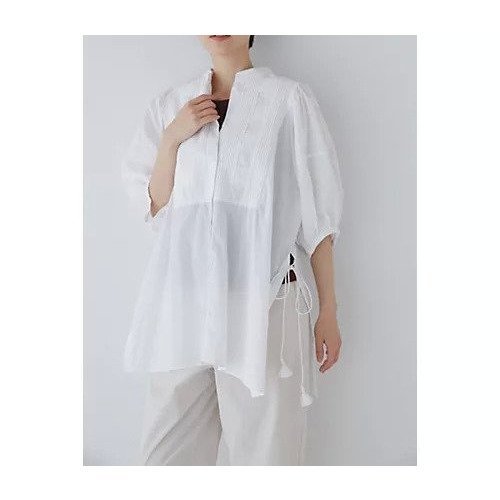 【ヒューマンウーマン/HUMAN WOMAN】のフロントピンタックロングブラウス 人気、トレンドファッション・服の通販 founy(ファニー) 　ファッション　Fashion　レディースファッション　Fashion for Women　トップス・カットソー　Cut & Sew Tops　シャツ・ブラウス・オフィスカジュアル　Elegant Blouses & Button-Ups　おすすめ　Recommended / Our Picks　インド　Indian Textile　スタンダード　Standard, Basic　スリット　Slit, Slit Detail　スリーブ　Sleeve, Long Sleeve / Short Sleeve　タッセル　Tassel, Fringe　チュニック　Tunic, Long Top　ビッグ　Big, Oversized　ボトム　Bottoms, Lower Wear　リボン　Ribbon, Bow　 other-1|ID: prp329100003463920 ipo3291000000033194150