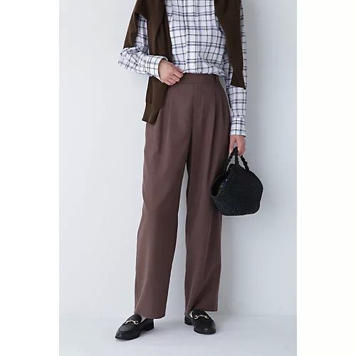 【ヒューマンウーマン/HUMAN WOMAN】のタックセミワイドパンツ インテリア・キッズ・メンズ・レディースファッション・服の通販 founy(ファニー) 　ファッション　Fashion　レディースファッション　Fashion for Women　パンツ　Pants & Trousers　おすすめ　Recommended / Our Picks　シンプル　Simple, Minimal　スタンダード　Standard, Basic　トレンド　Trend, Trending Now　ブラウン|ID: prp329100003513533 ipo3291000000030966531
