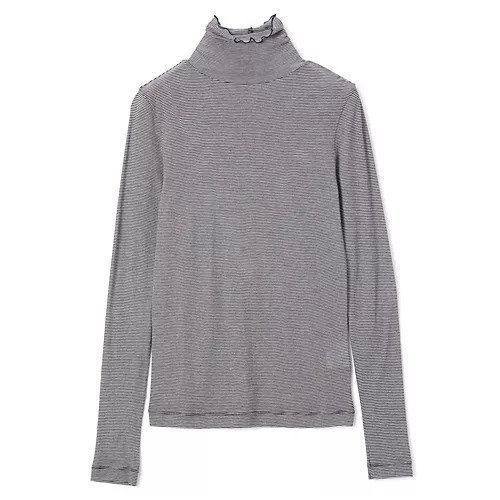 【スアデオ/suadeo】の強撚コットンシアータートルカットソー インテリア・キッズ・メンズ・レディースファッション・服の通販 founy(ファニー) 　ファッション　Fashion　レディースファッション　Fashion for Women　トップス・カットソー　Cut & Sew Tops　カットソー・ベーシックTシャツ　Cut-and-Sewn Tops / Stretch Tees & Basics　おすすめ　Recommended / Our Picks　インナー　Innerwear　ベーシック　Basic, Essential　ロング　Long, Long-Length　冬　Winter / This Winter　春　Spring　洗える　Machine Washable　秋　Autumn　ボーダー|ID: prp329100003542412 ipo3291000000033617140