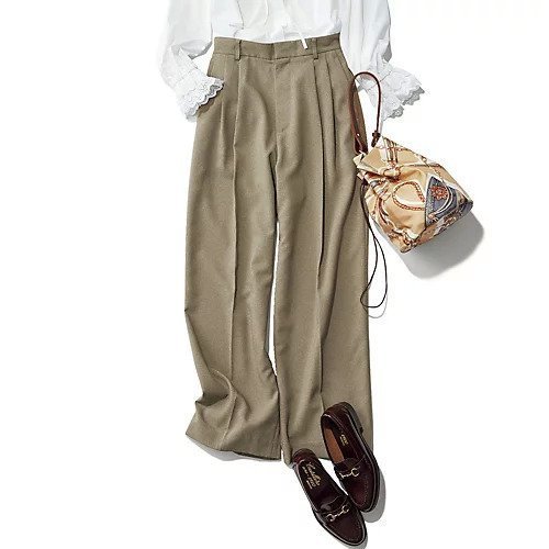 【トゥエルブクローゼット/12closet】の【コラボ】【洗える】セミワイドタックパンツ 人気、トレンドファッション・服の通販 founy(ファニー) 　ファッション　Fashion　レディースファッション　Fashion for Women　パンツ　Pants & Trousers　おすすめ　Recommended / Our Picks　なめらか　Smooth, Silky Texture　コラボ　Collaboration, Collab　スニーカー　Sneakers, Trainers　センター　Center, Center Line　エレガント 上品　Elegant　人気　Popular, Best Seller　今季　This Season, Current Season　洗える　Machine Washable　other-2|ID: prp329100003553734 ipo3291000000032968390