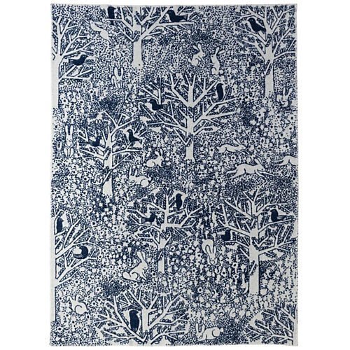 【クリッパン/KLIPPAN / GOODS】の【KLIPPAN minaperhonen】ウールシングルブランケット『rabbits play,birds rest- forest -』 インテリア・キッズ・メンズ・レディースファッション・服の通販 founy(ファニー) 　キャンバス　Canvas, Canvas Fabric　コラボ　Collaboration, Collab　ブランケット　Blanket, Throw Blanket　ネイビー|ID: prp329100003555228 ipo3291000000034724939