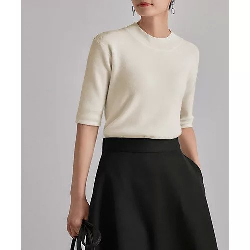 【スタイルデリ/STYLE DELI】のソフトタッチ 5分袖ハイネックトップス インテリア・キッズ・メンズ・レディースファッション・服の通販 founy(ファニー) 　ファッション　Fashion　レディースファッション　Fashion for Women　トップス・カットソー　Cut & Sew Tops　インナー　Innerwear　エアリー　Airy Texture　コンパクト　Compact, Small Size　今季　This Season, Current Season　サロペット　Overalls, Salopette　シンプル　Simple, Minimal　ジャケット　Jacket, Outerwear　定番　Standard, Basic Item　長袖　Long Sleeve, Full Sleeve　ハイネック　High Neck, Mock Neck　バランス　Balance, Style Balance　フィット　Fit, Slim Fit　ポケット　Pocket, Pocket Detail　A/W・秋冬　Autumn/Winter　オフホワイト|ID: prp329100003590552 ipo3291000000034175907