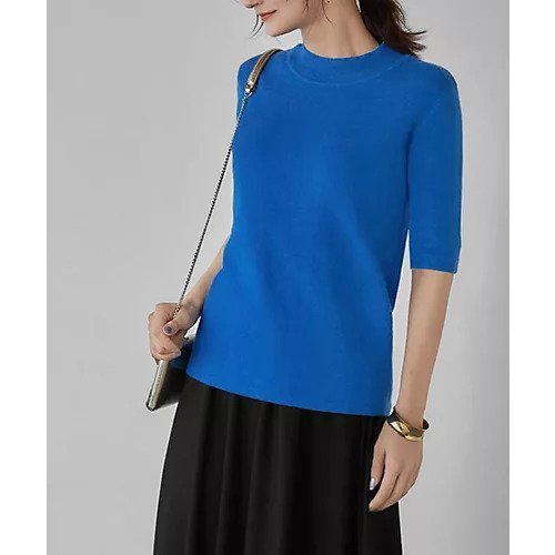 【スタイルデリ/STYLE DELI】のソフトタッチ 5分袖ハイネックトップス インテリア・キッズ・メンズ・レディースファッション・服の通販 founy(ファニー) 　ファッション　Fashion　レディースファッション　Fashion for Women　トップス・カットソー　Cut & Sew Tops　インナー　Innerwear　エアリー　Airy Texture　コンパクト　Compact, Small Size　今季　This Season, Current Season　サロペット　Overalls, Salopette　シンプル　Simple, Minimal　ジャケット　Jacket, Outerwear　定番　Standard, Basic Item　長袖　Long Sleeve, Full Sleeve　ハイネック　High Neck, Mock Neck　バランス　Balance, Style Balance　フィット　Fit, Slim Fit　ポケット　Pocket, Pocket Detail　A/W・秋冬　Autumn/Winter　ブルー|ID: prp329100003590552 ipo3291000000034175909