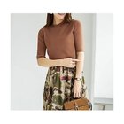 【スタイルデリ/STYLE DELI】のソフトタッチ 5分袖ハイネックトップス L.ブラウン|ID: prp329100003590552 ipo3291000000036262527