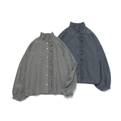【トゥエルブクローゼット/12closet】の【石上美津江さんコラボ】【洗える】リネンフリルブラウス 人気、トレンドファッション・服の通販 founy(ファニー) 　ファッション　Fashion　レディースファッション　WOMEN　トップス・カットソー　Tops/Tshirt　シャツ/ブラウス　Shirts/Blouses　ギンガム　Gingham　コラボ　Collaboration　シャンブレー　Chambray　スタンド　Stand　スリーブ　Sleeve　チェック　Check　フリル　Frills　リネン　Linen　洗える　Washable　other-3|ID: prp329100003704369 ipo3291000000031303913
