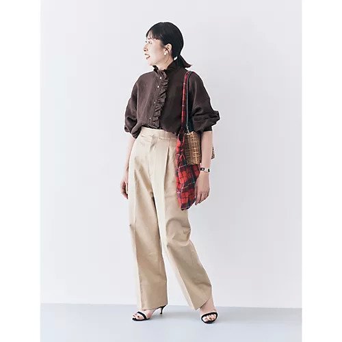 【トゥエルブクローゼット/12closet】の【石上美津江さんコラボ】【洗える】リネンフリルブラウス 人気、トレンドファッション・服の通販 founy(ファニー) 　ファッション　Fashion　レディースファッション　Fashion for Women　トップス・カットソー　Cut & Sew Tops　シャツ・ブラウス・オフィスカジュアル　Elegant Blouses & Button-Ups　コラボ　Collaboration, Collab　シャンブレー　Chambray, Denim-Like Fabric　スタンド　Stand Collar, Upright Stand　フリル　Frill, Ruffle　ベーシック　Basic, Essential　リネン　Linen, Linen Fabric　洗える　Machine Washable　other-2|ID: prp329100003704369 ipo3291000000033286465