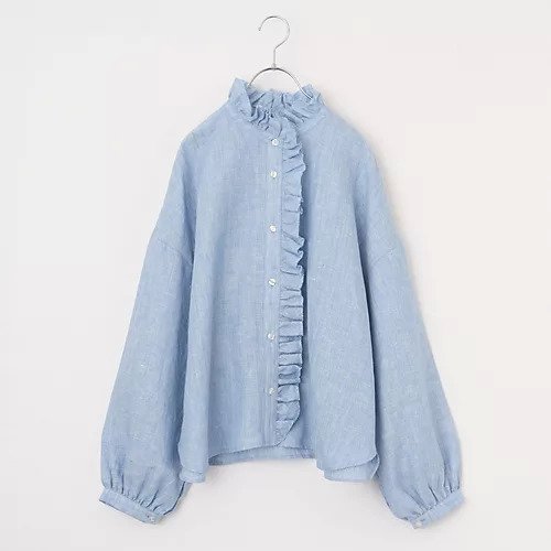 【トゥエルブクローゼット/12closet】の【石上美津江さんコラボ】【洗える】リネンフリルブラウス インテリア・キッズ・メンズ・レディースファッション・服の通販 founy(ファウニー) 　ファッション　Fashion　レディースファッション　Fashion for Women　トップス・カットソー　Cut & Sew Tops　シャツ・ブラウス・オフィスカジュアル　Elegant Blouses & Button-Ups　洗える　Machine Washable　秋　Autumn　コラボ　Collaboration, Collab　12月号　December Issue　ジャケット　Jacket, Outerwear　スタンド　Stand Collar, Upright Stand　ストライプ　Stripe, Striped Pattern　フリル　Frill, Ruffle　リネン　Linen, Linen Fabric　冬　Winter / This Winter　エレガント 上品　Elegant　ストライプ|ID: prp329100003704369 ipo3291000000037247983
