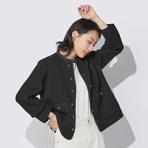 【シンゾーン/Shinzone】のKNIT JACKET インテリア・キッズ・メンズ・レディースファッション・服の通販 founy(ファニー) 　ファッション　Fashion　レディースファッション　WOMEN　アウター　Coat Outerwear　ジャケット　Jackets　トップス・カットソー　Tops/Tshirt　ニット　Knit Tops　かぎ針　Crochet　オケージョン　Occasion　カーディガン　Cardigan　ジャケット　Jacket　デニム　Denim　ドット　Dot　ブレード　Blade　ミラノリブ　Milan Ribs　手編み　Hand Knitting　無地　Plain Color　【HPS別注】BLACK|ID: prp329100003722439 ipo3291000000031718370