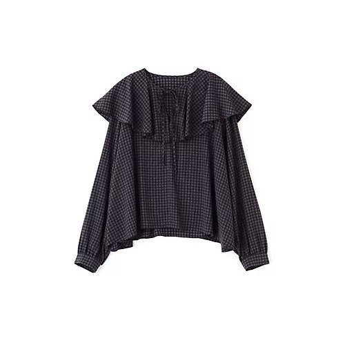 【ヒューマンウーマン/HUMAN WOMAN】のドットプリント襟付きブラウス 人気、トレンドファッション・服の通販 founy(ファニー) 　ファッション　Fashion　レディースファッション　Fashion for Women　トップス・カットソー　Cut & Sew Tops　シャツ・ブラウス・オフィスカジュアル　Elegant Blouses & Button-Ups　おすすめ　Recommended / Our Picks　ギャザー　Gathered, Ruffled　スタンダード　Standard, Basic　ドット　Polka Dot, Dot Pattern　ドレープ　Drape, Draping Fabric　フリル　Frill, Ruffle　プリント　Print, Printed Pattern　ボトム　Bottoms, Lower Wear　リボン　Ribbon, Bow　other-2|ID: prp329100003725259 ipo3291000000031303713