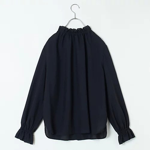 【トゥエルブクローゼット/12closet】の【12classe】【洗える】スタンドフリル衿シアーブラウス インテリア・キッズ・メンズ・レディースファッション・服の通販 founy(ファニー) 　ファッション　Fashion　レディースファッション　WOMEN　トップス・カットソー　Tops/Tshirt　シャツ/ブラウス　Shirts/Blouses　インナー　Inner　ギャザー　Gather　シアー　Sheer　スタンド　Stand　バランス　Balance　フリル　Frills　エレガント 上品　Elegant　洗える　Washable　ブラック|ID: prp329100003744007 ipo3291000000026994006