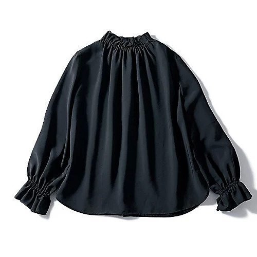 【トゥエルブクローゼット/12closet】の【12classe】【洗える】スタンドフリル衿シアーブラウス インテリア・キッズ・メンズ・レディースファッション・服の通販 founy(ファニー) 　ファッション　Fashion　レディースファッション　Fashion for Women　トップス・カットソー　Cut & Sew Tops　シャツ・ブラウス・オフィスカジュアル　Elegant Blouses & Button-Ups　インナー　Innerwear　スタンド　Stand Collar, Upright Stand　フリル　Frill, Ruffle　ワッシャー　Washer, Crinkled Finish　春　Spring　洗える　Machine Washable　ビジネス 仕事 通勤　Business / Work / Commuting　ブラック1|ID: prp329100003744007 ipo3291000000036052497