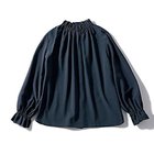 【トゥエルブクローゼット/12closet】の【12classe】【洗える】スタンドフリル衿シアーブラウス ネイビー|ID: prp329100003744007 ipo3291000000036291398