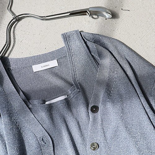 【スアデオ/suadeo】のラメニットカーディガン リブタンクセット 人気、トレンドファッション・服の通販 founy(ファニー) 　ファッション　Fashion　レディースファッション　Fashion for Women　トップス・カットソー　Cut & Sew Tops　ニット　Knit Tops & Sweaters　カーディガン・羽織り　Layered Style Cardigans　エレガント 上品　Elegant　洗える　Machine Washable　カーディガン　Cardigan, Knitwear　クロップド　Cropped, Short Length　タンク　Tank Top, Sleeveless Top　バランス　Balance, Style Balance　ロング　Long, Long-Length　ワイド　Wide, Wide Fit　夏　Summer　other-3|ID: prp329100003758035 ipo3291000000035852176