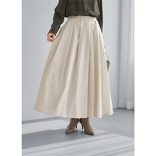 【スタイルデリ/STYLE DELI】のスーパーロングタックスカート インテリア・キッズ・メンズ・レディースファッション・服の通販 founy(ファニー) 　ファッション　Fashion　レディースファッション　WOMEN　スカート　Skirt　くるぶし　Ankle　切替　Switching　サマー　Summer　シンプル　Simple　スリット　Slit　スーツ　Suit　タイプライター　Typewriter　テクスチャー　Texture　ドレープ　Drape　定番　Standard　フォルム　Form　フレア　Flare　フロント　Front　ポケット　Pocket　マキシ　Maxi　ループ　Loop　ロング　Long　冬　Winter　夏　Summer　エクリュ|ID: prp329100003786944 ipo3291000000030965456