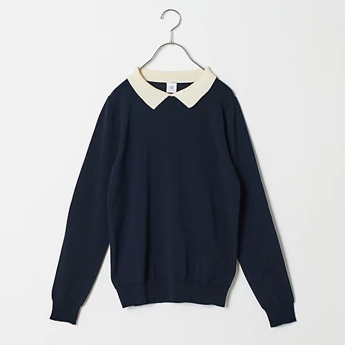 【トゥエルブクローゼット/12closet】の【福田麻琴さんコラボ】【洗える】ミニ襟付きニット インテリア・キッズ・メンズ・レディースファッション・服の通販 founy(ファニー) 　ファッションモデル・俳優・女優　Models　女性　Women　福田麻琴　Fukuda Makoto　ファッション　Fashion　レディースファッション　WOMEN　トップス・カットソー　Tops/Tshirt　ニット　Knit Tops　コラボ　Collaboration　フラット　Flat　冬　Winter　春　Spring　洗える　Washable　ネイビー&#215;オフホワイト|ID: prp329100003803215 ipo3291000000029466302