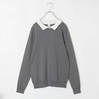 【トゥエルブクローゼット/12closet】の【福田麻琴さんコラボ】【洗える】ミニ襟付きニット グレー&#215;オフホワイト|ID: prp329100003803215 ipo3291000000029502777