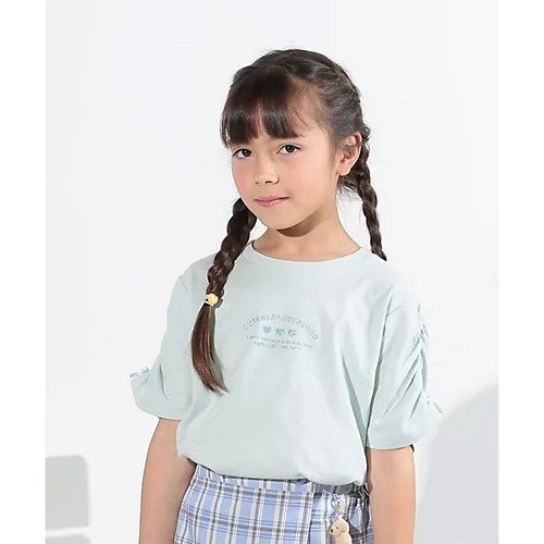 【シューラルー/SHOO LA RUE / KIDS】の【110-140cm】ギャザー袖ラメプリントTシャツ インテリア・キッズ・メンズ・レディースファッション・服の通販 founy(ファニー) 　ファッション　Fashion　キッズファッション　KIDS　ギフト プレゼント　Gift Present　ギャザー　Gather　プリント　Print　リボン　Ribbon　ミントグリーン|ID: prp329100003822841 ipo3291000000029588195