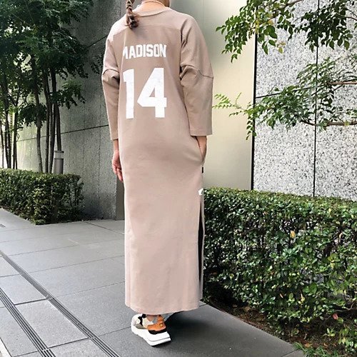 【エクラ/eclat】の【別注】フットボールワンピース 人気、トレンドファッション・服の通販 founy(ファニー) 　ファッション　Fashion　レディースファッション　Ladies' Fashion Online　ワンピース　Dress　ショルダー　Shoulder　スリット　Slit　デニム　Denim　ドロップ　Drop　ラバー　Rubber　リラックス　Relax　レギンス　Leggings　ヴィンテージ　Vintage　人気　Popularity　別注　Special Order　洗える　Washable　無地　Plain Color　other-3|ID: prp329100003843661 ipo3291000000032574554