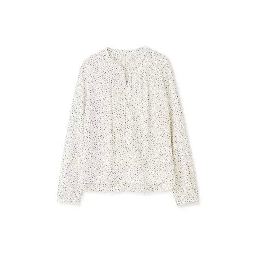 【ヒューマンウーマン/HUMAN WOMAN】のドットプリントブラウス 人気、トレンドファッション・服の通販 founy(ファニー) 　ファッション　Fashion　レディースファッション　Fashion for Women　トップス・カットソー　Cut & Sew Tops　シャツ・ブラウス・オフィスカジュアル　Elegant Blouses & Button-Ups　おすすめ　Recommended / Our Picks　スタンダード　Standard, Basic　タートルネック　Turtleneck, High Neck　ドット　Polka Dot, Dot Pattern　フレンチ　French, French Style　プリント　Print, Printed Pattern　ボックス　Boxy, Box Shape　ボトム　Bottoms, Lower Wear　ランダム　Random, Irregular　リボン　Ribbon, Bow　無地　Plain, Solid Color　other-2|ID: prp329100003857627 ipo3291000000031303413