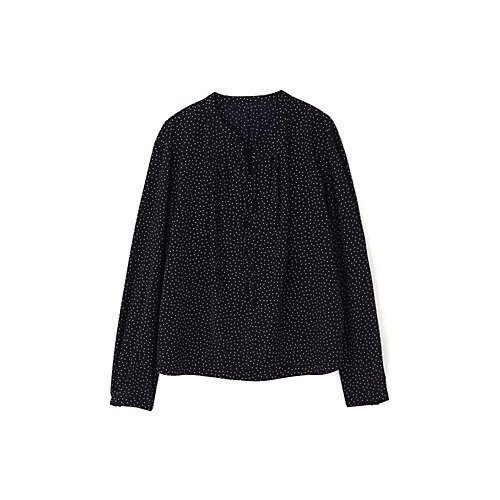 【ヒューマンウーマン/HUMAN WOMAN】のドットプリントブラウス 人気、トレンドファッション・服の通販 founy(ファニー) 　ファッション　Fashion　レディースファッション　Fashion for Women　トップス・カットソー　Cut & Sew Tops　シャツ・ブラウス・オフィスカジュアル　Elegant Blouses & Button-Ups　おすすめ　Recommended / Our Picks　スタンダード　Standard, Basic　タートルネック　Turtleneck, High Neck　ドット　Polka Dot, Dot Pattern　フレンチ　French, French Style　プリント　Print, Printed Pattern　ボックス　Boxy, Box Shape　ボトム　Bottoms, Lower Wear　ランダム　Random, Irregular　リボン　Ribbon, Bow　無地　Plain, Solid Color　other-3|ID: prp329100003857627 ipo3291000000031303416