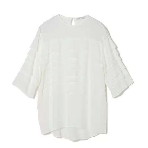 【ドメル/DOMELLE】のティアードハーフスリーブブラウス インテリア・キッズ・メンズ・レディースファッション・服の通販 founy(ファニー) ファッション Fashion レディースファッション Fashion for Women トップス・カットソー Cut & Sew Tops シャツ・ブラウス・オフィスカジュアル Elegant Blouses & Button-Ups クラシカル Classical, Vintage-Inspired ティアード Tiered, Tiered Style ドレープ Drape, Draping Fabric フリル Frill, Ruffle ランダム Random, Irregular ホワイト|ID: prp329100003894193 ipo3291000000035421733