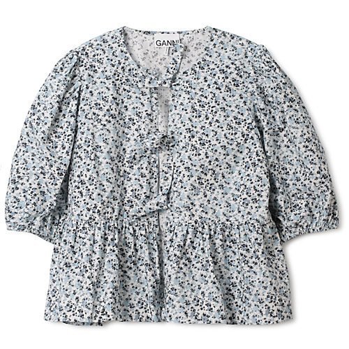【ガニー/GANNI】のPrinted Cotton Poplin Peplum Blouse インテリア・キッズ・メンズ・レディースファッション・服の通販 founy(ファニー) https://founy.com/ ファッション Fashion レディースファッション WOMEN 2024年 2024 2024-2025秋冬・A/W Aw/Autumn/Winter/Fw/Fall/2024-2025 ガーリー Girly ギャザー Gather フロント Front リボン Ribbon 洗える Washable |ID: prp329100003912839 ipo3291000000029789389
