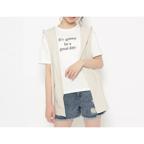 【ピンク ラテ/PINK-latte / KIDS】の【2点SET】フードジレ+インナーTシャツSET インテリア・キッズ・メンズ・レディースファッション・服の通販 founy(ファニー) https://founy.com/ ファッション Fashion キッズファッション KIDS インナー Inner シンプル Simple |ID: prp329100003913159 ipo3291000000029588044