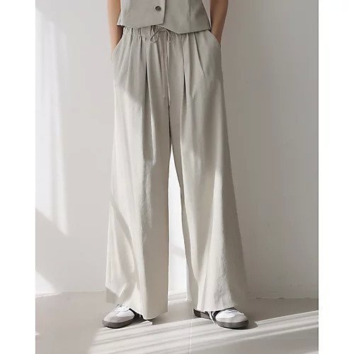 【スアデオ/suadeo】の涼感タック入りワイドパンツ 人気、トレンドファッション・服の通販 founy(ファニー) 　ファッション　Fashion　レディースファッション　Fashion for Women　パンツ　Pants & Trousers　洗える　Machine Washable　ギャザー　Gathered, Ruffled　吸水　Absorbent, Quick-Dry　ストレッチ　Stretch, Stretchy Fabric　スポーツ　Sports, Activewear　ドローコード　Drawcord, Drawstring Cord　フリル　Frill, Ruffle　ワイド　Wide, Wide Fit　夏　Summer　エレガント 上品　Elegant　other-3|ID: prp329100003917530 ipo3291000000031824064