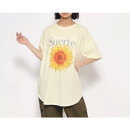 【ピンク ラテ/PINK-latte / KIDS】のフラワープリントチュニックTシャツ インテリア・キッズ・メンズ・レディースファッション・服の通販 founy(ファニー) 　ファッション　Fashion　キッズファッション　KIDS　おすすめ　Recommend　カーゴパンツ　Cargo Pants　チュニック　Tunic　フラワー　Flower　夏　Summer　イエロー|ID: prp329100003927275 ipo3291000000029586608