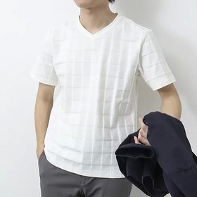 【シュテットシュタイン/Stutostein / MEN】の幾何学リンクスVネックTシャツ 人気、トレンドファッション・服の通販 founy(ファニー) ファッション Fashion メンズファッション MEN インナー Inner シルケット Mercerization セットアップ Set Up パターン Pattern エレガント 上品 Elegant |ID:prp329100003928116