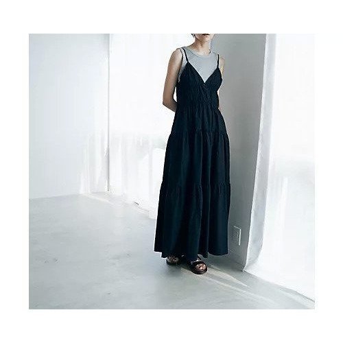 【マージュール/marjour】のCAMISOLE TIERED ONEPIECE インテリア・キッズ・メンズ・レディースファッション・服の通販 founy(ファニー) 　ファッション　Fashion　レディースファッション　Fashion for Women　インナー　Innerwear　カーディガン　Cardigan, Knitwear　キャミソール　Camisole, Spaghetti Strap Top　ギャザー　Gathered, Ruffled　シアー　Sheer, See-Through　ジャケット　Jacket, Outerwear　ストレッチ　Stretch, Stretchy Fabric　タンク　Tank Top, Sleeveless Top　ティアード　Tiered, Tiered Style　ティアードワンピース　Tiered Dress, Flared Dress　長袖　Long Sleeve, Full Sleeve　プレーン　Plain, Simple　半袖　Short Sleeve, Half Sleeve　リラックス　Relax, Relaxed Fit　BLACK|ID: prp329100003930454 ipo3291000000033062460