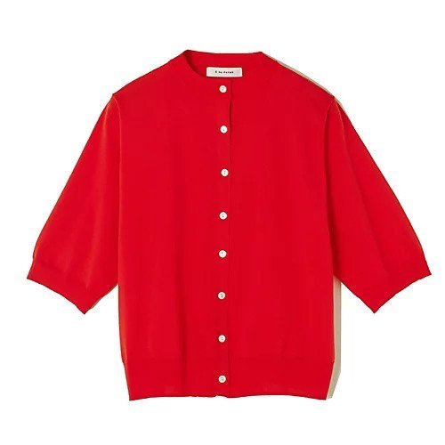 【イーバイエクラ/E by eclat】のクルーネック半袖カーディガン インテリア・キッズ・メンズ・レディースファッション・服の通販 founy(ファニー) 　ファッション　Fashion　レディースファッション　WOMEN　トップス・カットソー　Tops/Tshirt　カーディガン　Cardigans　カーディガン　Cardigan　半袖　Short Sleeve　夏　Summer　洗える　Washable　レッド|ID: prp329100003934457 ipo3291000000031822067