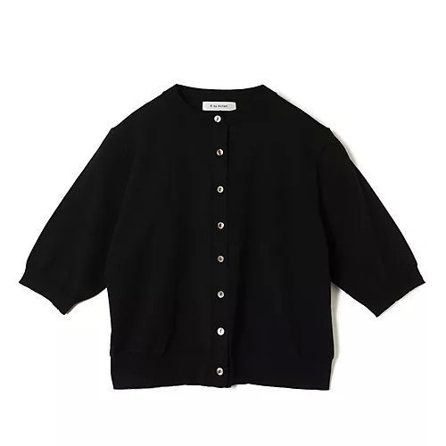 【イーバイエクラ/E by eclat】のクルーネック半袖カーディガン インテリア・キッズ・メンズ・レディースファッション・服の通販 founy(ファニー) 　ファッション　Fashion　レディースファッション　WOMEN　トップス・カットソー　Tops/Tshirt　カーディガン　Cardigans　カーディガン　Cardigan　半袖　Short Sleeve　夏　Summer　洗える　Washable　ブラック2|ID: prp329100003934457 ipo3291000000031822070