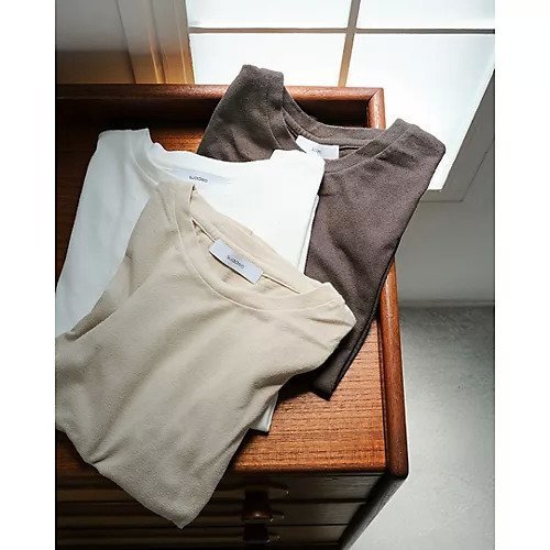 【スアデオ/suadeo】のコットン混ブークレーTシャツ 人気、トレンドファッション・服の通販 founy(ファニー) 　ファッション　Fashion　レディースファッション　Fashion for Women　トップス・カットソー　Cut & Sew Tops　シャツ・ブラウス・オフィスカジュアル　Elegant Blouses & Button-Ups　ロングTシャツ・Tシャツ　Longline T-Shirts & Tees　コンパクト　Compact, Small Size　シンプル　Simple, Minimal　ループ　Loop, Loop Knit　エレガント 上品　Elegant　洗える　Machine Washable　other-2|ID: prp329100003965132 ipo3291000000034952763
