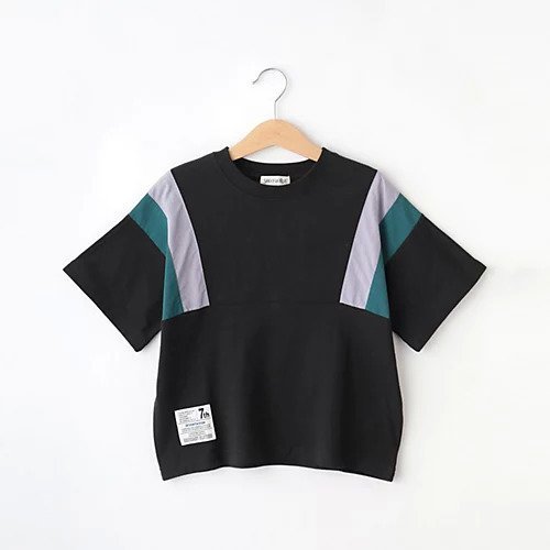 【シューラルー/SHOO LA RUE / KIDS】の【110-140cm】配色切替ドルマンTシャツ インテリア・キッズ・メンズ・レディースファッション・服の通販 founy(ファニー) 　ファッション　Fashion　キッズファッション　KIDS　カットソー　Cut And Sew　スポーティ　Sporty　スマート　Smart　切替　Switching　半袖　Short Sleeve　ブラック|ID: prp329100003973286 ipo3291000000029587298